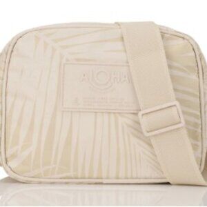 NWT ALOHA Collection Pinstripe Le Tour Cross Body Bag Purse - Latte on Sandstone